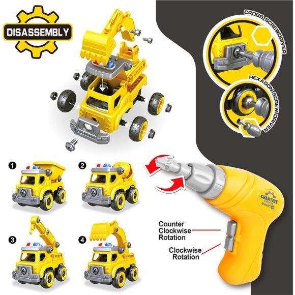 4-in-1 Take Apart Car Toys for Boys DIY Engineering Construction Truck Toy - Picture 2 of 8